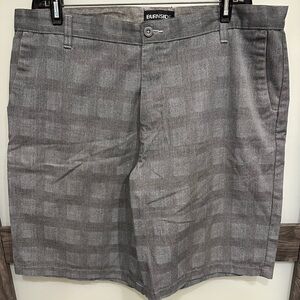 Burnside Y2K Skater Street Shorts Mens Size 40 Plaid Chino Flat Front Gray Black